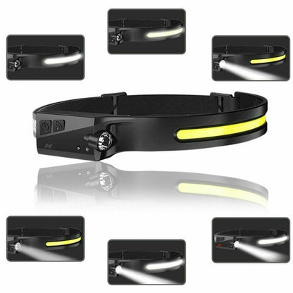 COB LED Headlamp USB Rechargeable Headlight Torch Work Light Bar Head